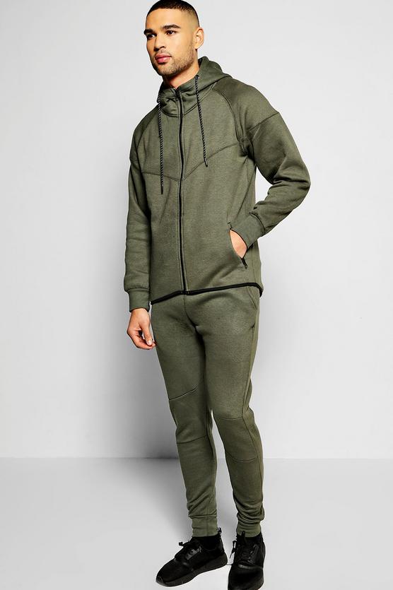 Skinny Fit Panel Hooded Tracksuit